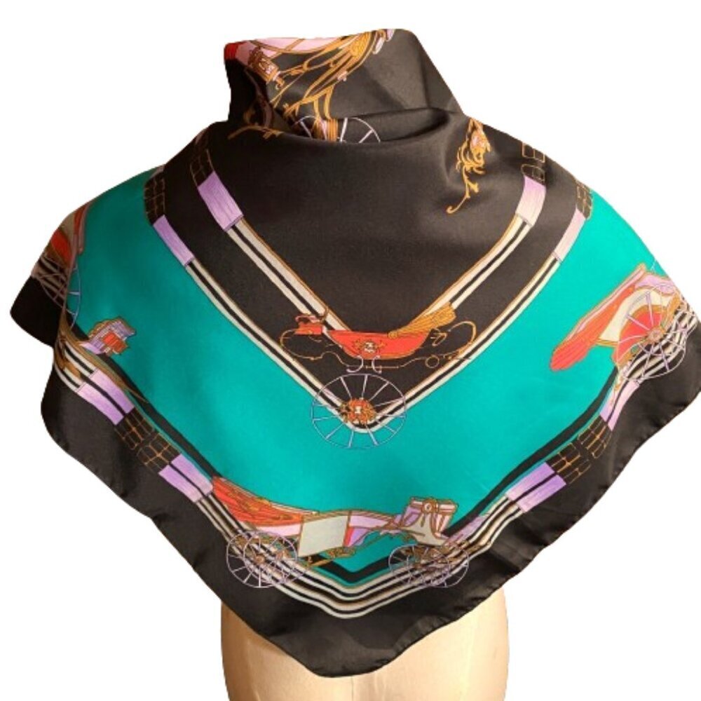 Vintage large  80s 32" x 35" fun print scarf wrap - Picture 6 of 13